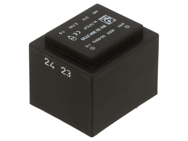 Transformator: ingegoten; 2,1VA; 400VAC; 21V; 100mA; PCB; BVEI Transformator: ingegoten; 2,1VA; 400VAC; 21V; 100mA; PCB; BVEI